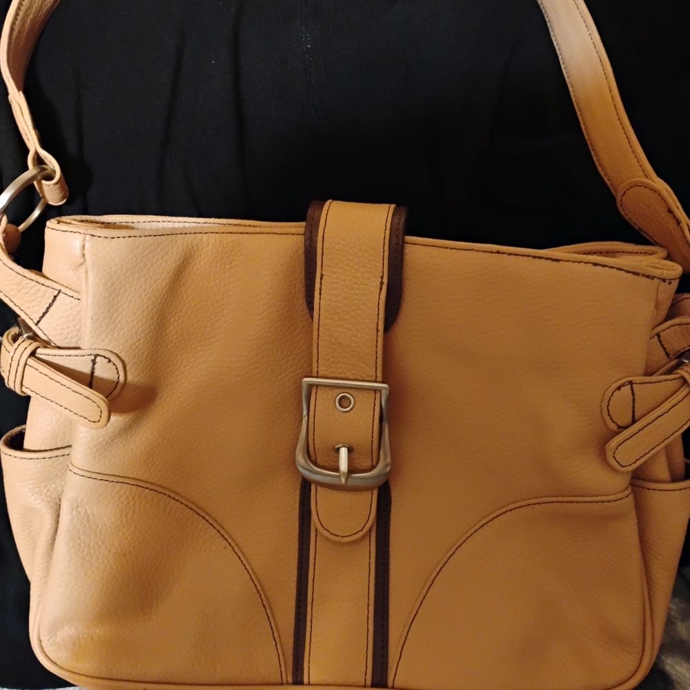 Genuine leather tan bag